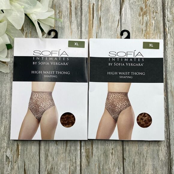 Sofia Vergara Women's High Waist Power Mesh Shaping Thong Underwear 2-Pack XL - Picture 1 of 6